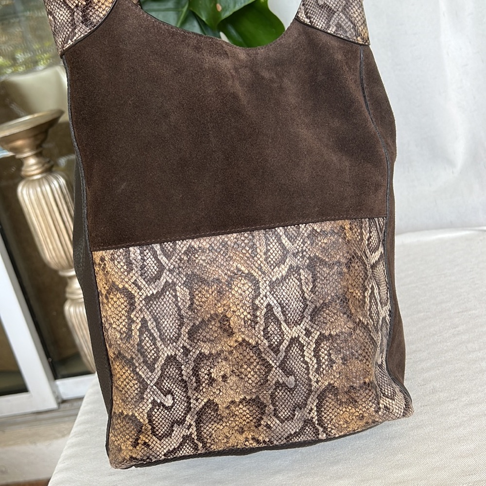 CLAUDUA FIRENZE Made in Italy slouchy suede + leather combo shoulder bag - Picture 4 of 16
